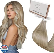 Hetto Tape in Hair Extensions Human Hair Blonde Highlights Human Hair Tape in