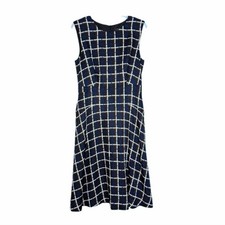 J Crew Silk Blend Fit And Flare Windowpane Midi Dress Women's Sz 8