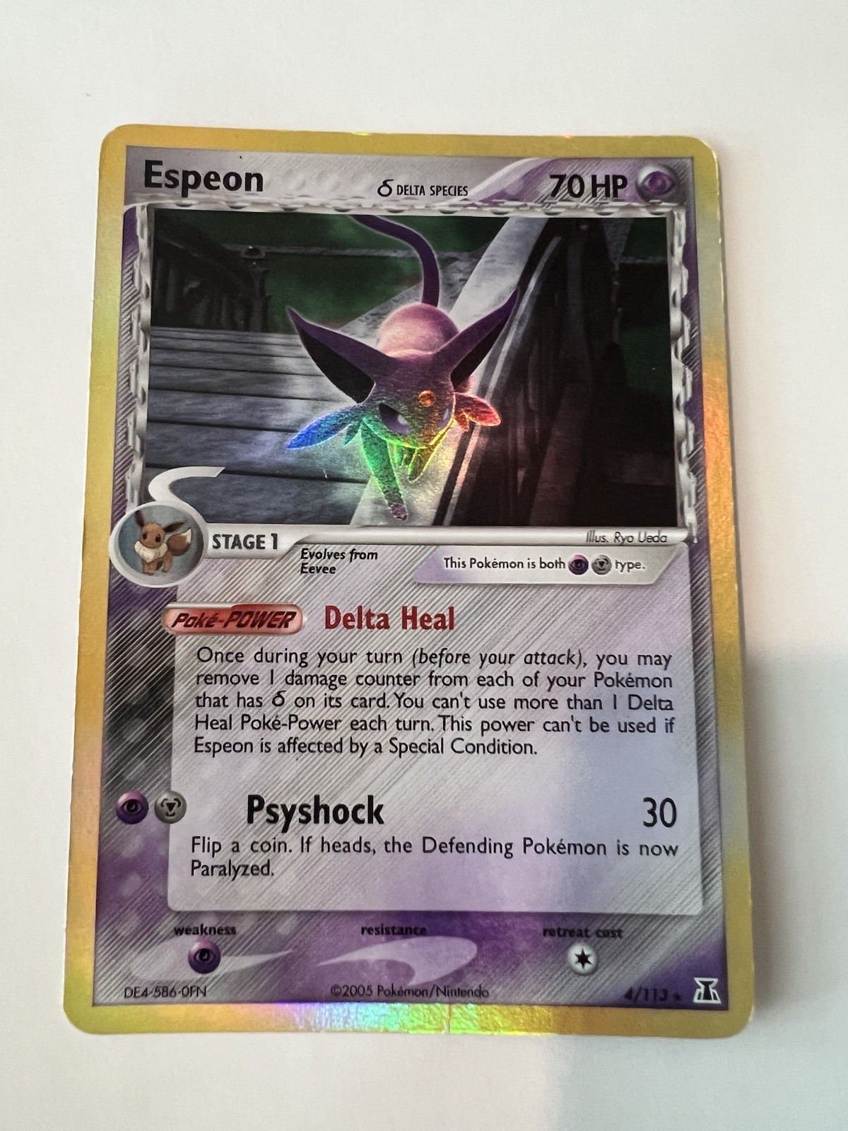 Pokemon Espeon Delta Species 4/113 Holo Rare LP EX Delta Species Eeveelution