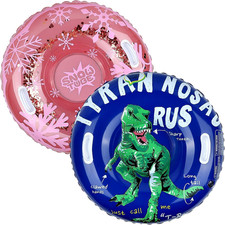 2-Pack Snow Tube Sleds for Adults Heavy Duty 36" Sleds with Handle and Bottom, L