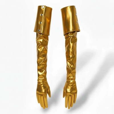 Women's Long Sleeve Opera Gloves with Concealed Side Zipper Fastening and Button
