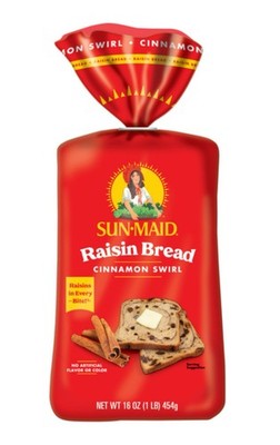   New Original Sun-Maid Raisin CINNAMON SWIRL Breakfast Soft Sliced Bread 16oz