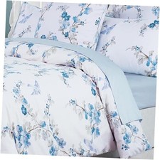 Duvet Cover King Size Floral Beddding Set Vintage Style Tree 3pc-King Blue