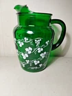 Vintage MCM Anchor Hocking Green Glass Drink Pitcher