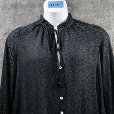 Show Me Your Mumu Shirt Womens Small Black Cheetah Alicia Tunic Tassel Ruffle