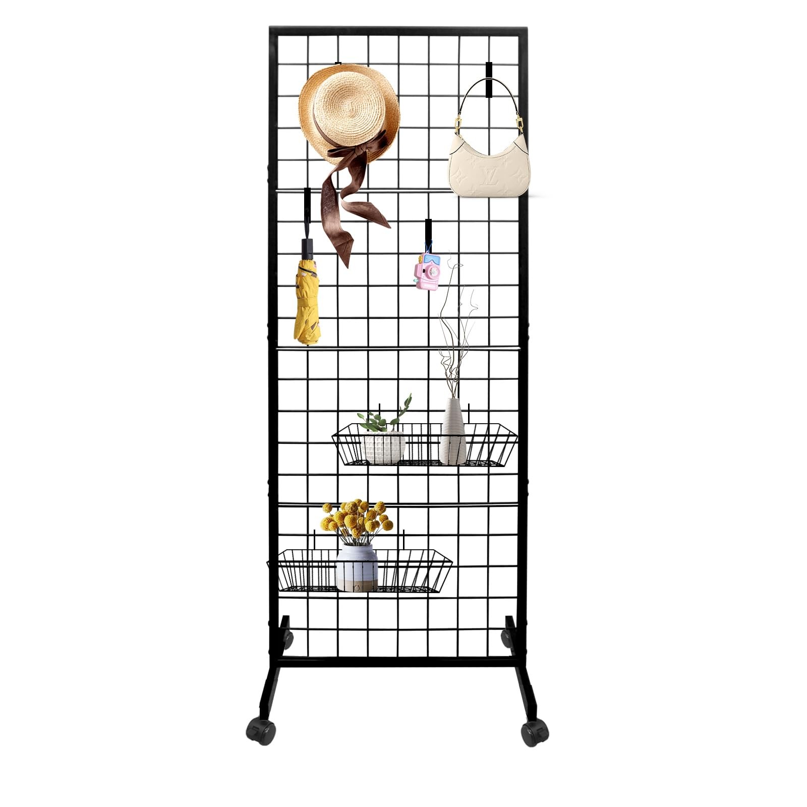 Heavy Duty 2x55 Ft Movable Panel Display Stand with Detachable Floor Base