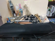 BARTENDER LOT OF VARIOUS TOOLS POUR SPOUTS GREY GOOSE SHAKER BAR MATS STRAWS