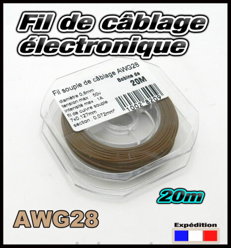 awg28M fil Marron de câblage modélisme éléctronique Ø 0,8mm bobine  20m  - Afbeelding 1 van 1