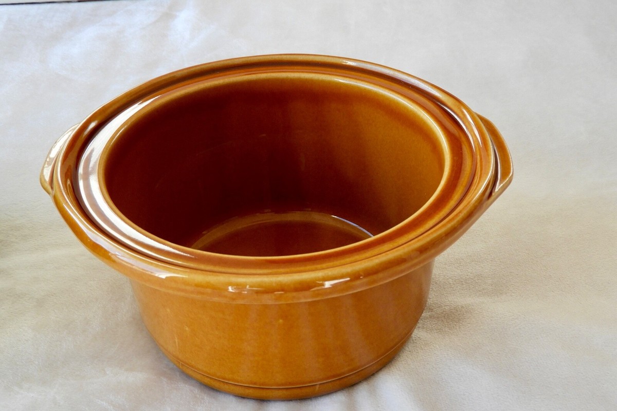 Vintage Rival Crockette 1 Qt. Stoneware Crock Pot, Original Box 
