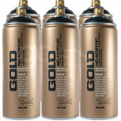 Montana Gold SHOCK BLACK 6er Pack Sprühfarbe - Niederdruck seidenmatt - 6x400ml