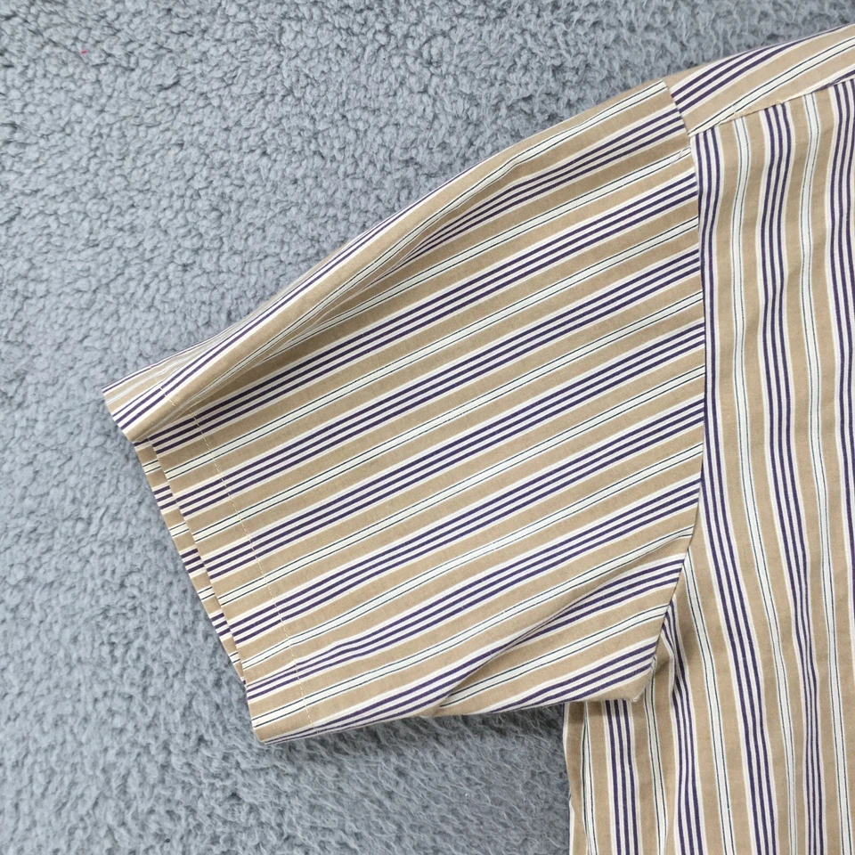 Camisa con botones Duke para hombre L multicolor a rayas mezcla de algodón manga corta cuello Foto 4 de 4