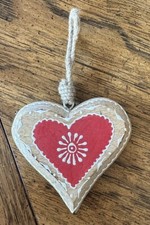 Wooden Heart Shaped Painted Christmas Ornament Valentine Wedding