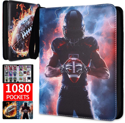 Football Card Binder 1080 Pockets, Ultimate Trading Card Ablums with 60 Page Rem