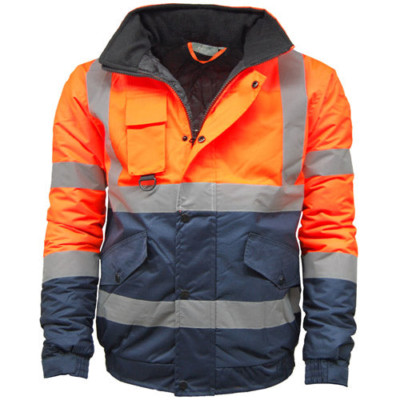 Hi Viz Warnschutz Bomberjacke wasserdicht wattiert Sicherheit Arbeit Sicherheit Mantel