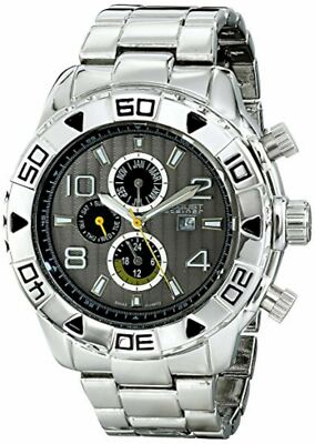 NEW August Steiner AS8130SSB Men's Multi-Functional Grey Dial Silver Metal Watch