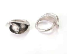 Leaf flower silver ring setting blank cabochon mounting Adjustable base bezel