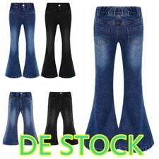 DE!Mädchen Schlaghose Jeans Weites Denim Hose Ausgestellt Bootcut Freizeithose