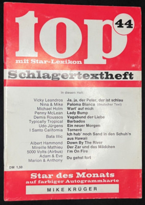 top Schlagertextheft Nr. 44, leider ohne Autogrammkarte.