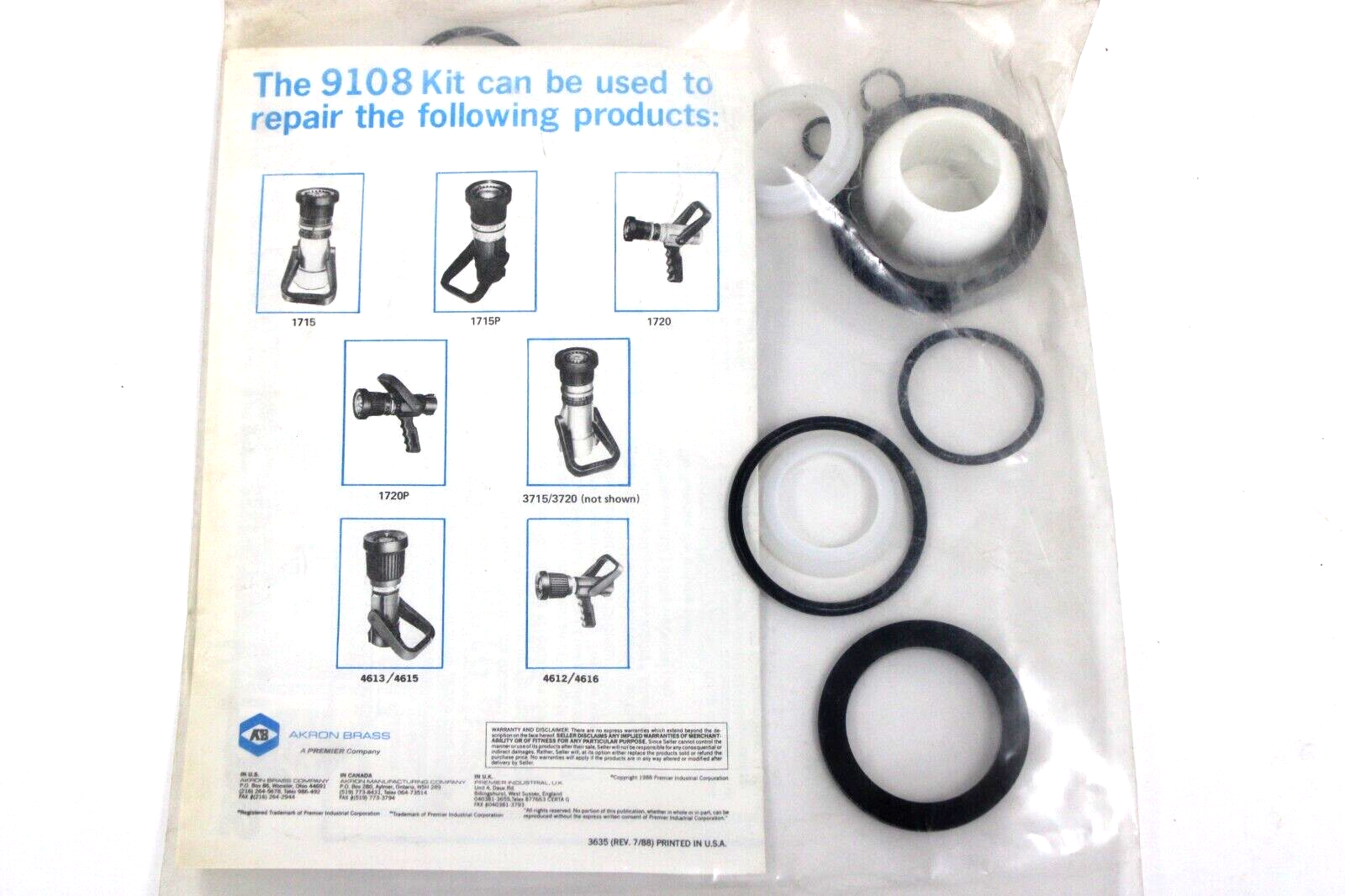 NEW AKRON 9108 FIRE NOZZLE FIELD SERVICE KIT eBay