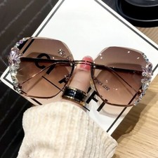 Luxury Oversized Gradient Sunglasses W/ Crystal Embellishments - Elegant Square