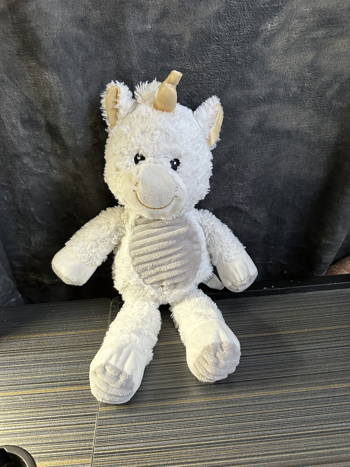 Unicorn Rattle Plush Spark Create Imagine Stuffed Animal Toy 15&rdquo; White Ribbed