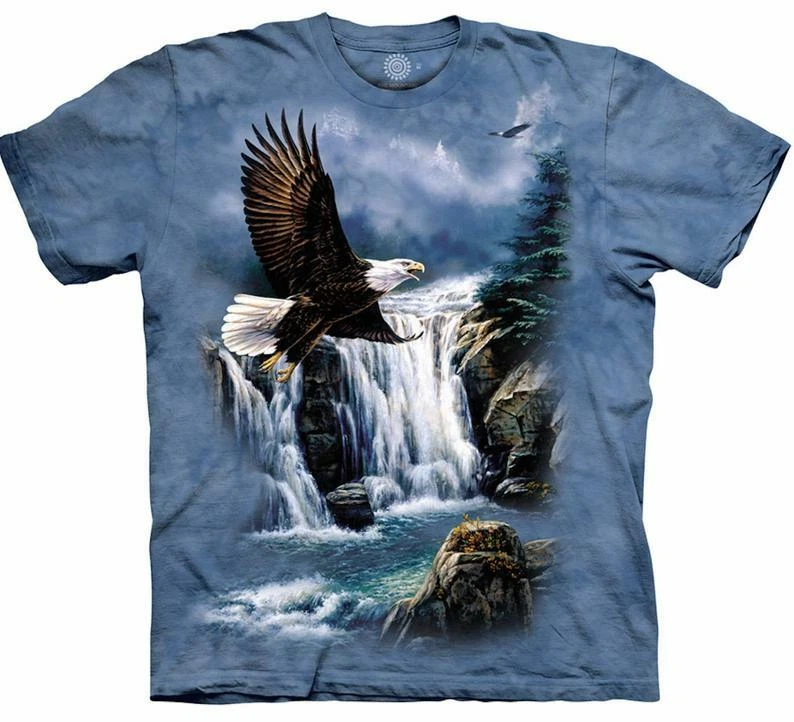 Majestic Flight Eagle Bird The Mountain Waterfall Blue Nature T-Shirt Adult S-3X