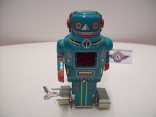 Space Robot with Spark, 80s, clockwork, T&uuml;rkis, Made in China