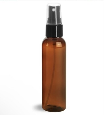 4 oz Amber Plastic Bottles Cosmo Round - Fine Mist Sprayer - Bulk FREE SHIP