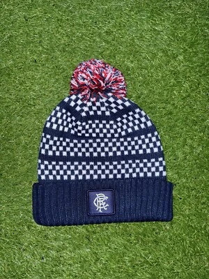 CASTORE Offizielle Glasgow Rangers Beanie marineblau/weiß Bommelmütze/Einheitsgröße Erwachsene UVP 38 £