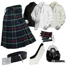 Mackenzie Tartan Kilt Set - 08 Pieces Kilt Accessories for Men, Scottish Outfit