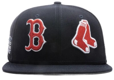 New Era Boston Red Sox Patch Pride 59Fifty Fitted Hat Navy Size 1/8 RARE 