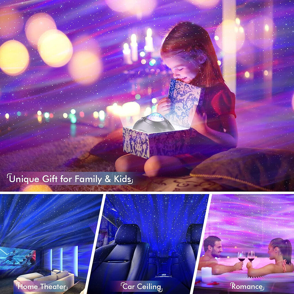 LED Galaxy Star Moon Cloud Projector Night Light Aurora Ocean Wave Lamp w/Remote — image 8