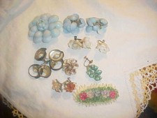 Vintage Shell Jewelry Lg. Lot Earrings Pairs and Singles ,Pin and Earring  Set