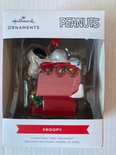 Hallmark Peanuts Snoopy PERCHED on Doghouse with Gift Christmas Ornament NEW