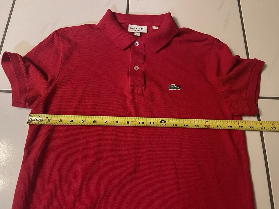 Lacoste Shirt Mens Size Large (5) Red Polo Short Sleeve Cotton Slim Fit