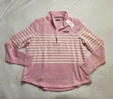 NEW PINK VINEYARD VINES DREAMCLOTH PLACED STRIPE RELAXED SHEP SHIRT SWEATER