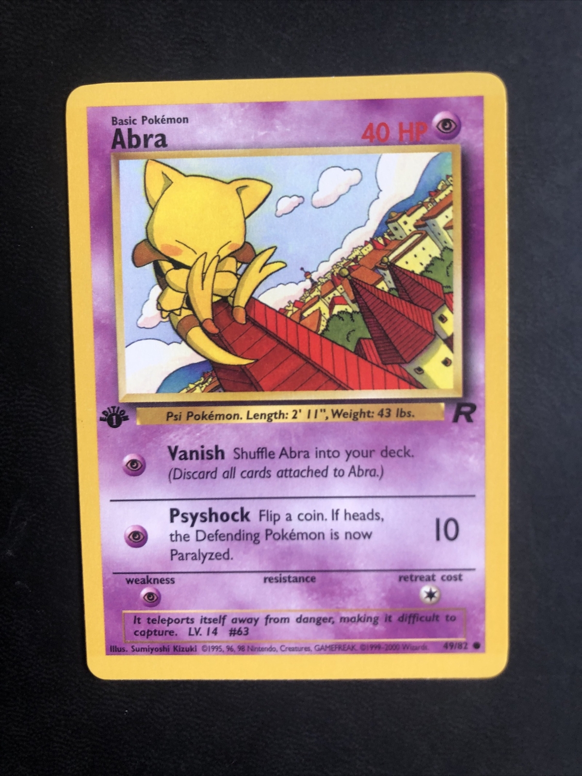 Pokemon Card Abra Team Rocket 1st Edition Common 49/82 NM