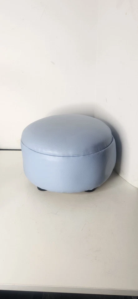 Coaster Co. of America  Footstool Ottoman Blue Vinyl  - Image 3 of 4