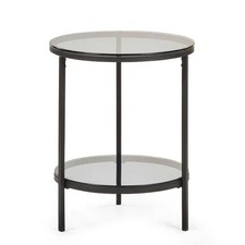 Image of Julian Bowen Chicago Circular Lamp Table With Shelf - Smoked Glass