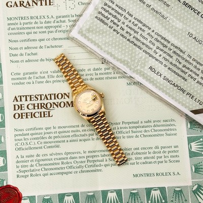 Rolex Lady-Datejust 26 69178 Yellow Gold Diamond Dial Ladies Watch