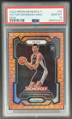 2023-24 Panini Prizm MONOPOLY Victor Wembanyama Rookie DEAL ORANGE #81 PSA 10