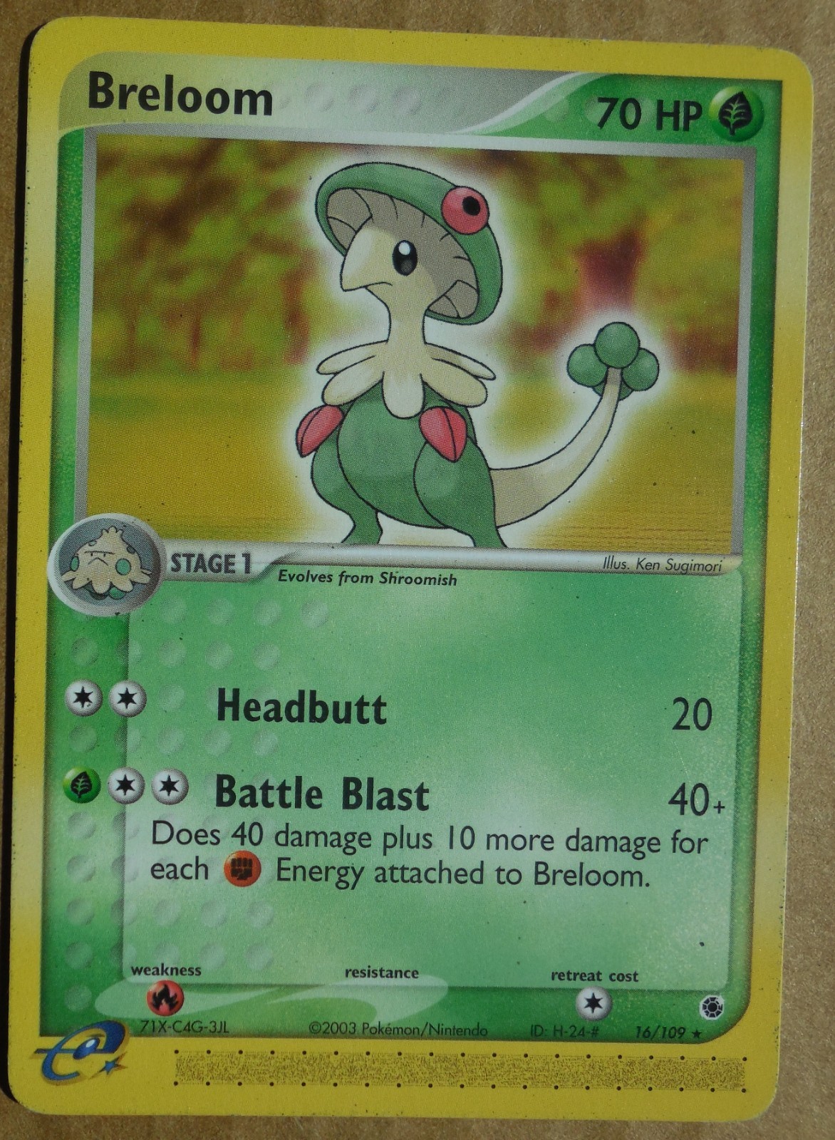 Breloom 16/109 Rare Non-Holo EX Ruby & Sapphire Set Pokemon Card NM