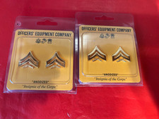 USMC Marine Corps E-4 Corporal Metal Rank Collar. Brass tone Lot of 2 Sets