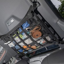 Car Ceiling Cargo Net with 3 Pockets,35.4"x23.6" Car Overhead Storage Mesh Or...