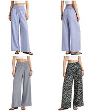 Women Pants Casual Trousers Relaxed Cut Bottoms Beach Wide Leg Multi Pattern