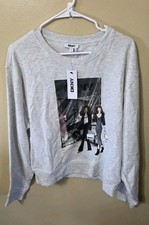 DKNY Women s Med Graphic Sweatshirt Woman Shopping Print Heather Gray NWT