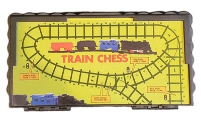 Vintage Pocket Magnet Travel Games Train Chess and Steeple Chase