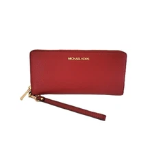 Michael Kors Jet Set Travel Large Travel Continental Wallet Cherry Leather