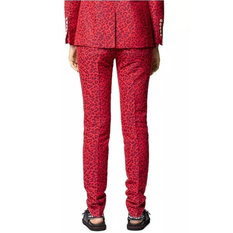 Pantalón ajustado rojo con estampado de leopardo ciruela ZADIG & VOLTAIRE $298 IT 34 / US XS Foto 2 de 4