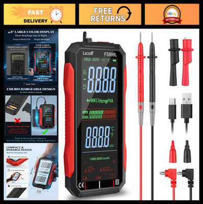 USB Rechargeable Digital Multimeter 6000 Counts, Large Color Screen, True RMS, A